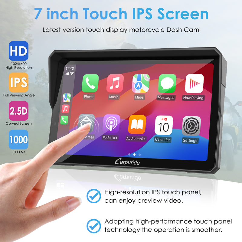 7 inch touch IPS screen, high resolution and smoother operation without taking off your gloves
