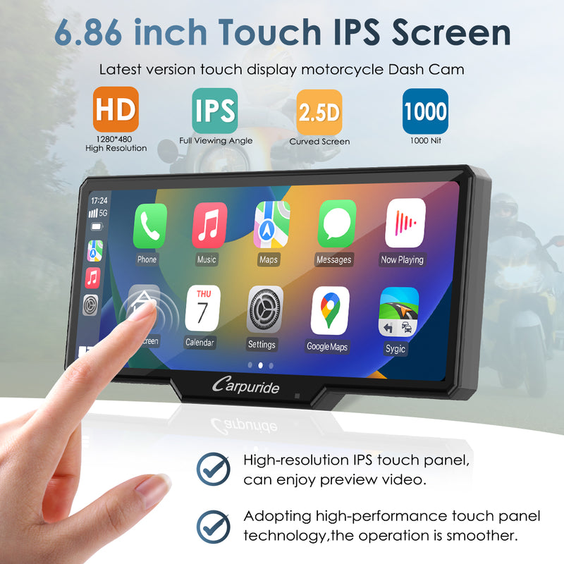 6.86 inch touch IPS screen, high resolution and smoother operation without taking off gloves