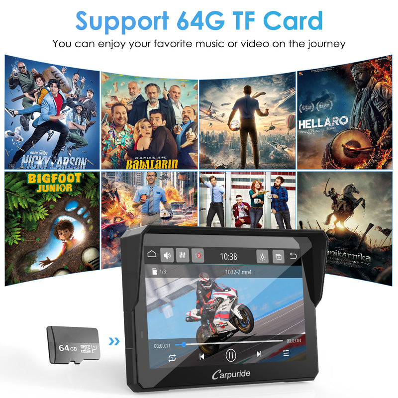 support 64G TF card, enjoy your favorite music or video on the journey