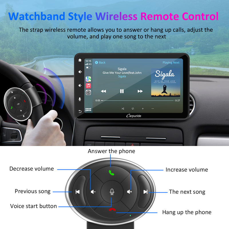 CARPURIDE W707 Wireless Portable Car Stereo  with Steering Wheel Control