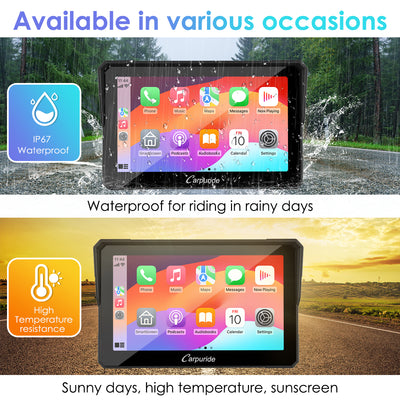 Carpuride W702B/W502B Wireless CarPlay Motorcycle Stereo | IP67