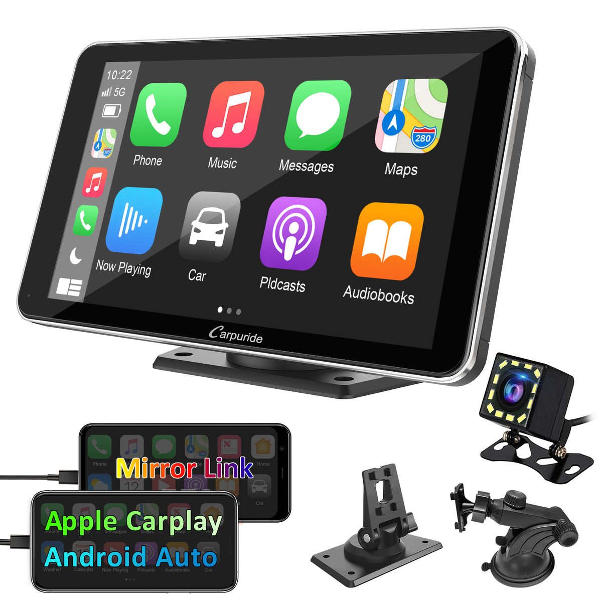 Bluetooth Car Radio Touch Screen & CarPlay with Backup Camera