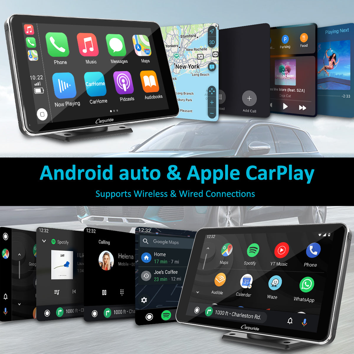 Car Stereo with Wireless Apple CarPlay&Android Auto, 7