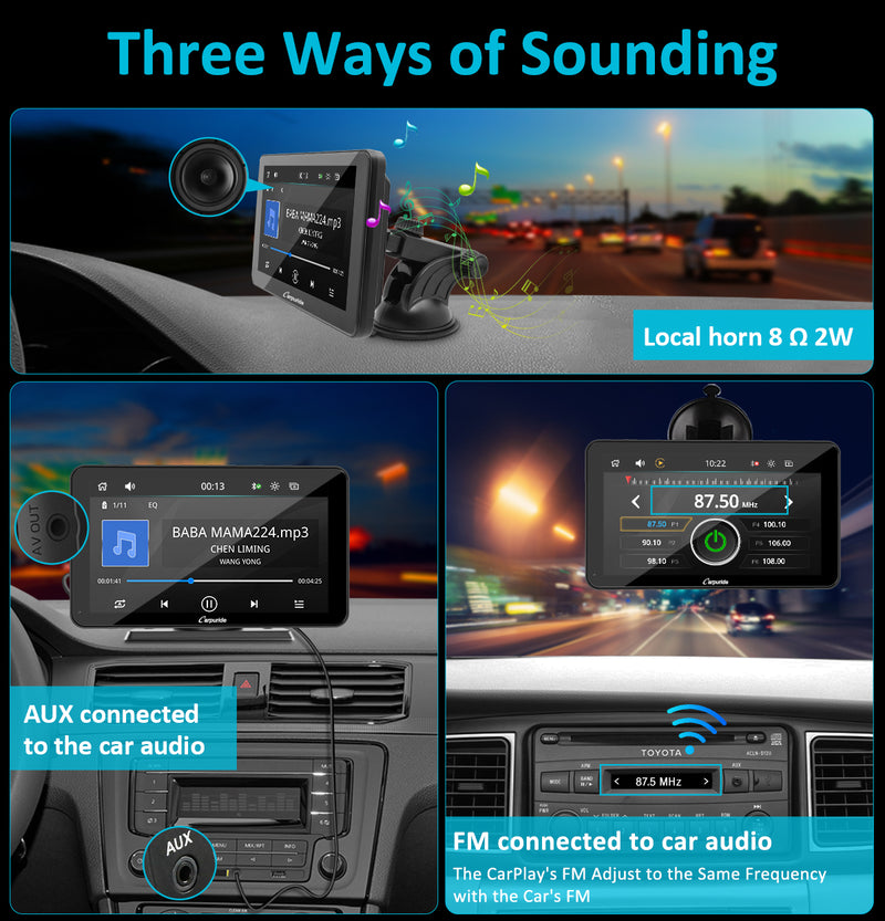 Car Stereo with Carplay/Android Auto, Plug and Play Quick Install, Suitable for All Cars, 7 Inch IPS Touch Screen, Multimedia Player with Bluetooth, Mirror Link, Google and Siri Assistant