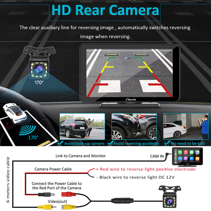 Front & Rear View Camera Car Driving Recorder with Wireless Carplay Android  Auto Car in-Mirror Mounted Dash Cam 11.26-inch IPS Touchscreen Support DVR