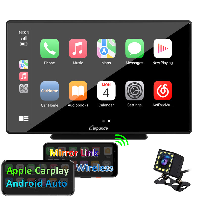 Carpuride Portable 9 Pouces Écrans de Tableau de Bord intégrés, Android  Auto sans Fil & CarPlay sans Fil, avec Bluetooth 5.0/FM/GPS/Mic/Mirror  Link/Siri/Google pour Tous Les Types de Voitures en destockage et  reconditionné