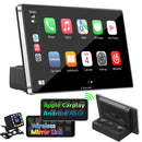 CARPURIDE Car Stereo with Wireless Apple CarPlay&Android Auto, Dual 4Ω3W speakers, 9" IPS Touchscreen Car Radio Receiver with Mirror Link/Bluetooth/Google/Siri/WiFi/GPS Navigation/Light-sensing/EQ effect,Backup Camera,Silver