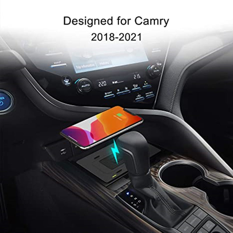 CARPURIDE Wireless Charger for OEM Style Wireless Phone Charging Pad for Toyota Camry XSE SE TRD LE XLE Car Interior Accessories Upgrades