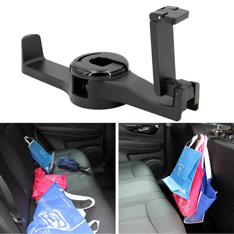 CARPURIDE 2 in 1 Car Phone Holder Headrest Hook Seat Back Hanger for Cloth Foldable Clip Bag Handbag Purse Grocerys Organizer