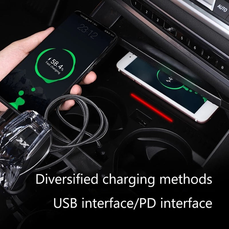 CARPURIDE Wireless Car Charger Fit for BMW X3 X4 2018-2021 15W Faster Charging with USB Port Wireless Smart Phone Charging Pad