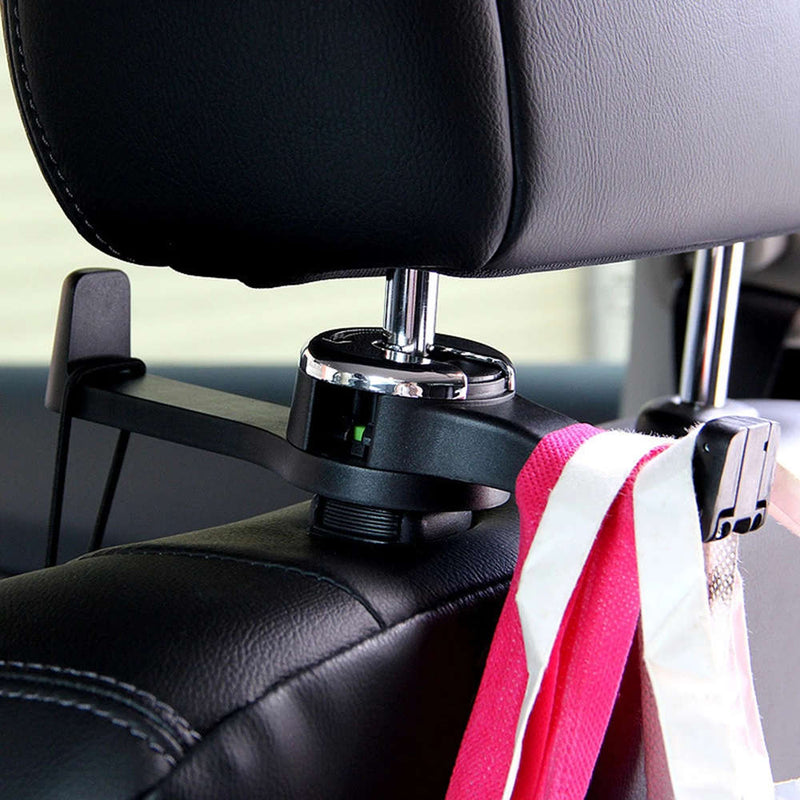 CARPURIDE 2 in 1 Car Phone Holder Headrest Hook Seat Back Hanger for Cloth Foldable Clip Bag Handbag Purse Grocerys Organizer