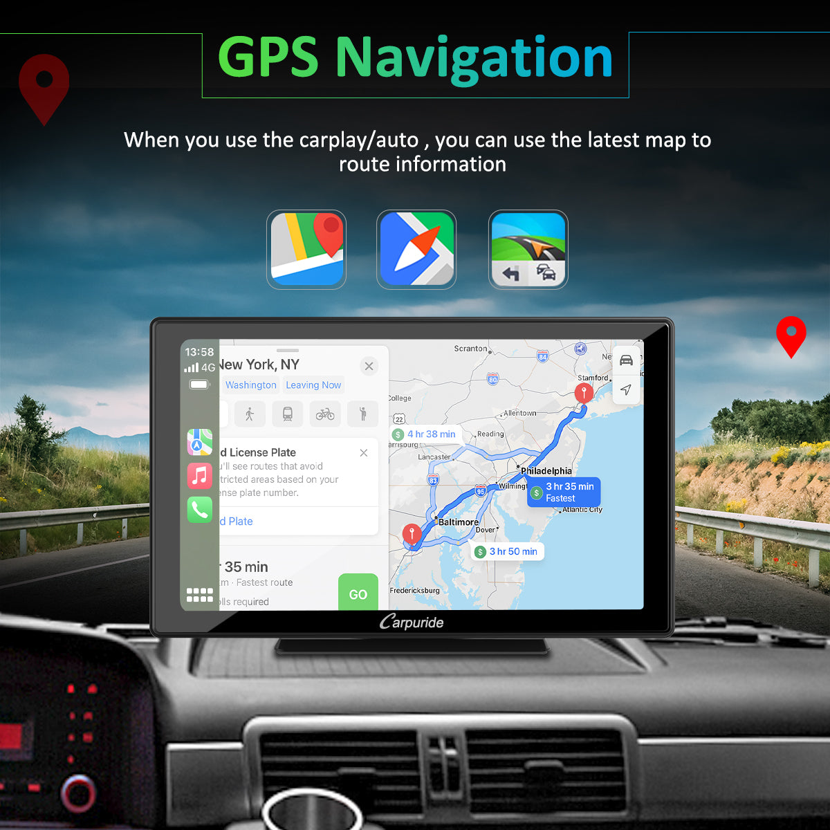 Carpuride 9インチディスプレイオーディオ 9 Inch Android Car Stereo & Portable Car Radio & Bluetooth Radio