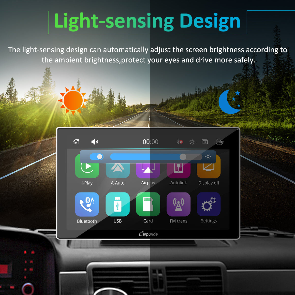 CARPURIDE Wireless Portable Car Stereo, support Google and