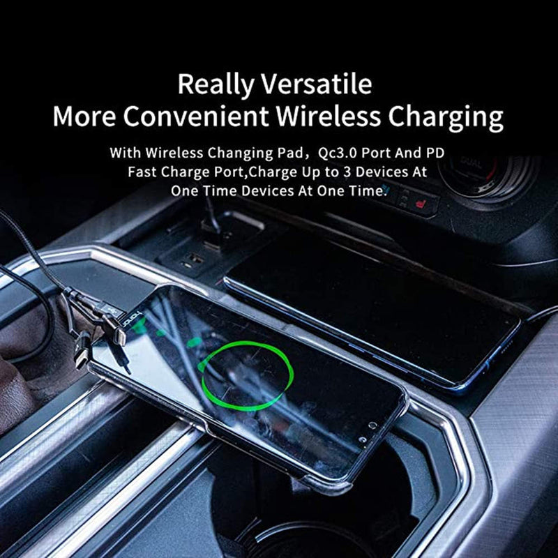 CARPURIDE Car Wireless Charger Mount fit for Ford F-150 2015-2019,Output of 15W QC 3.0 Fast Charging,USB Port 36W Wireless Charging Devices