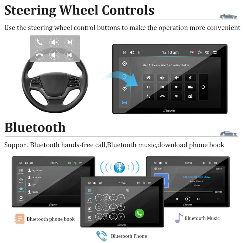 CARPURIDE YT09 Single Din Car Stereo with Wireless Apple CarPlay&Android Auto,9" IPS Touch Screen,GPS Navigation,BT,USB,FM,Rear Camera,SWC