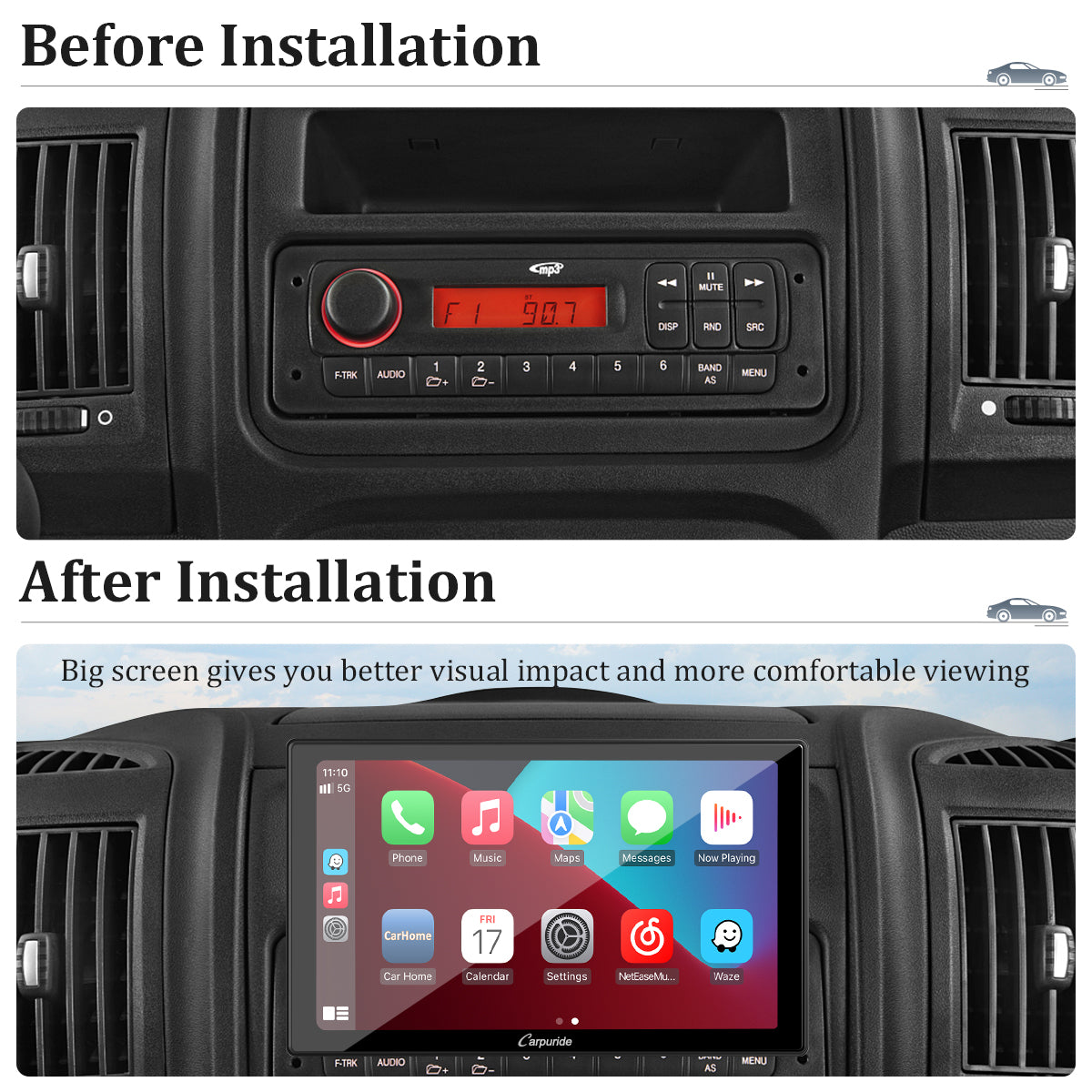 Single DIN Car Stereo with Bluetooth & Backup Camera