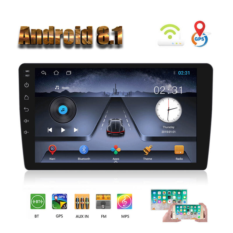 CARPURIDE Android 8.1 2Din 9'' Car Stereo Radio TFT Car MP5 Player 1080P/BT/WIFI/GPS Navigation/FM/Phone Link Auto Radio