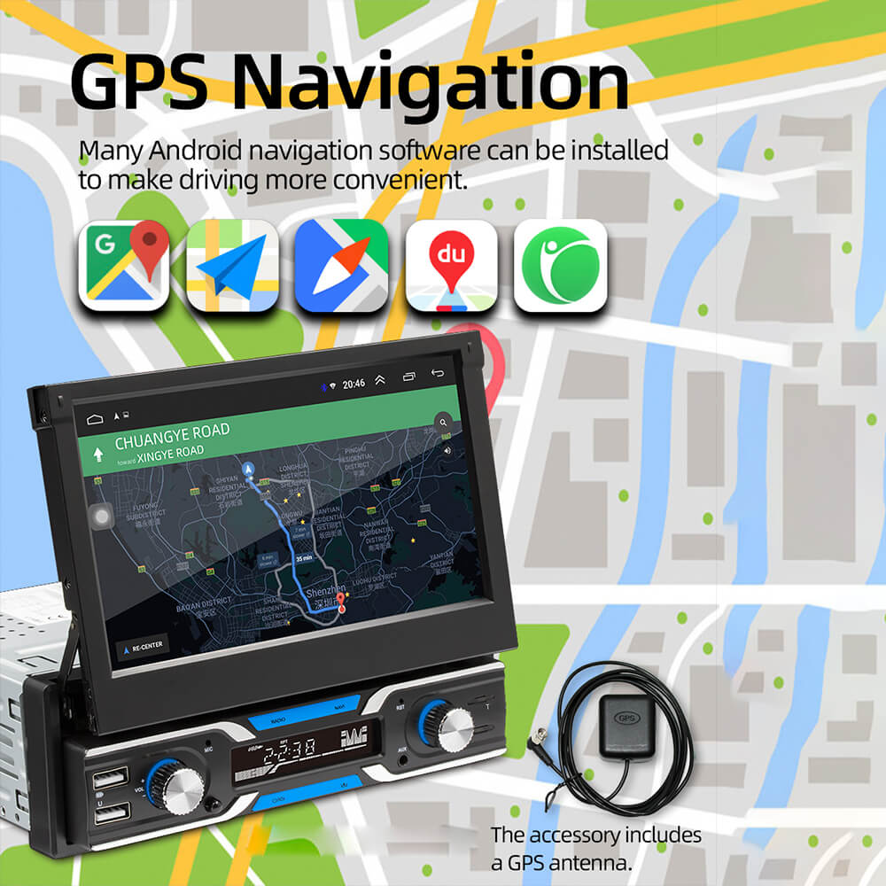 CARPURIDE Android 9.1 Car Radio Para Autoradio 1Din 7'' Foldable Detac