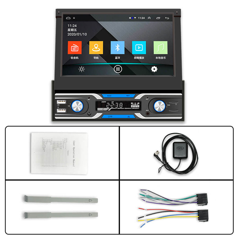 CARPURIDE 1Din Android 9.1 Car Radio Para Carro Autoradio 7'' Automatic Retractable Screen MP5 GPS Wifi BT USB FM