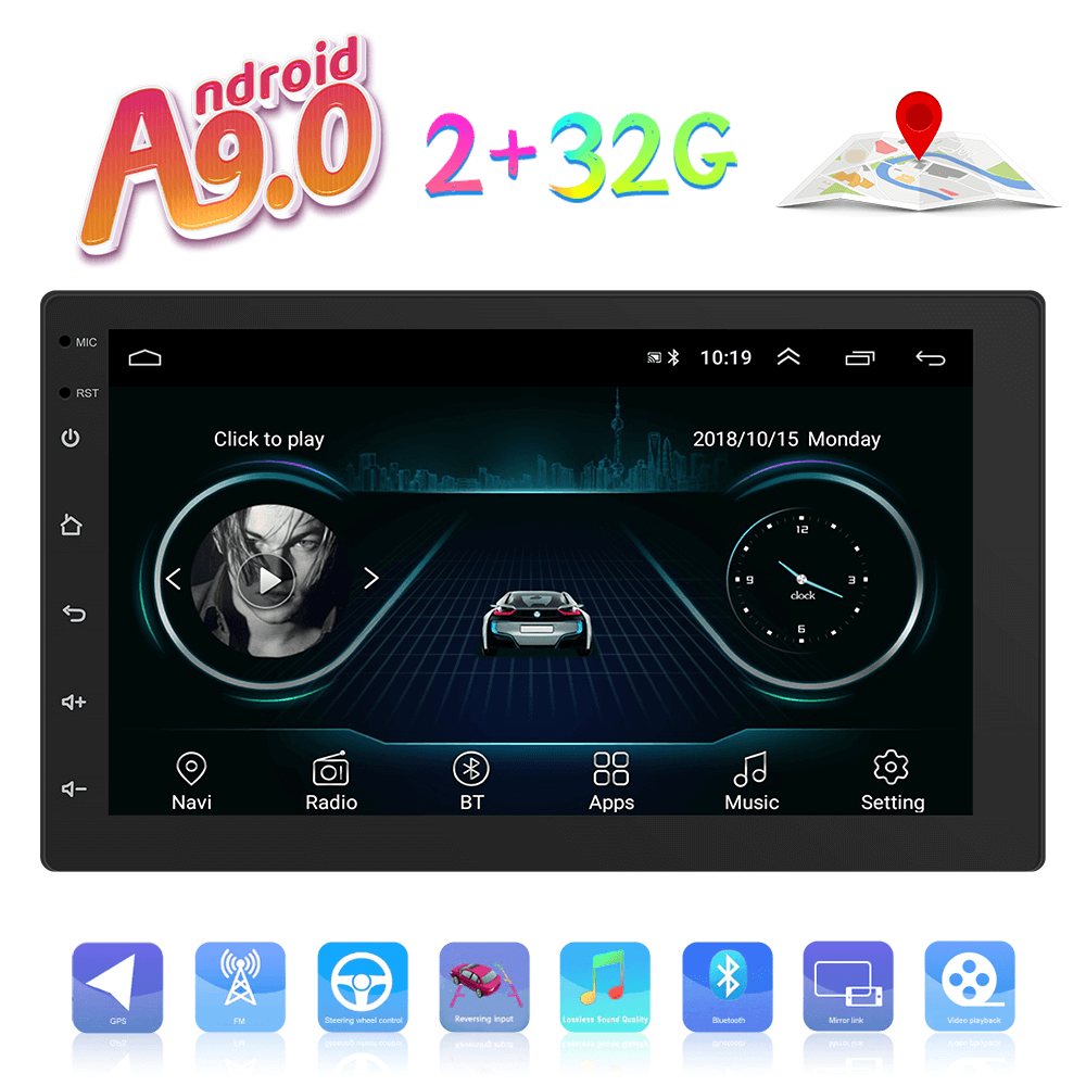 CARPURIDE Android 9.1 Car Radio Para Autoradio 1Din 7'' Foldable Detac
