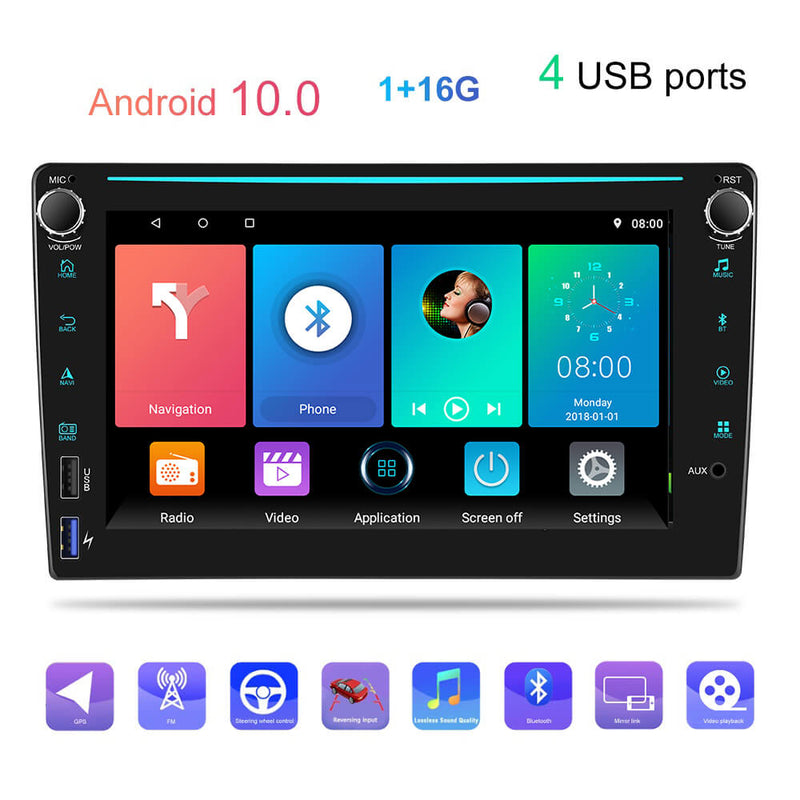 CARPURIDE 2Din 8'' Android 10.0 Car Radio 4 USB/GPS Navigation Car Aud