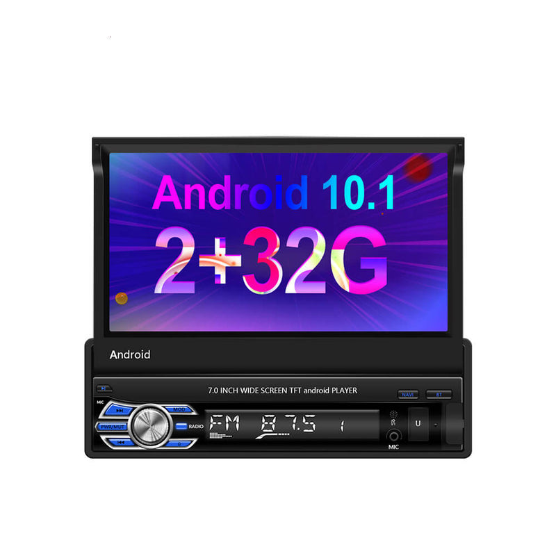 CARPURIDE 1Din Android 10.1 2+32GB Car Video Player Car Radio Stereo With 7'' Retractable Screen GPS Wifi BT USB FM