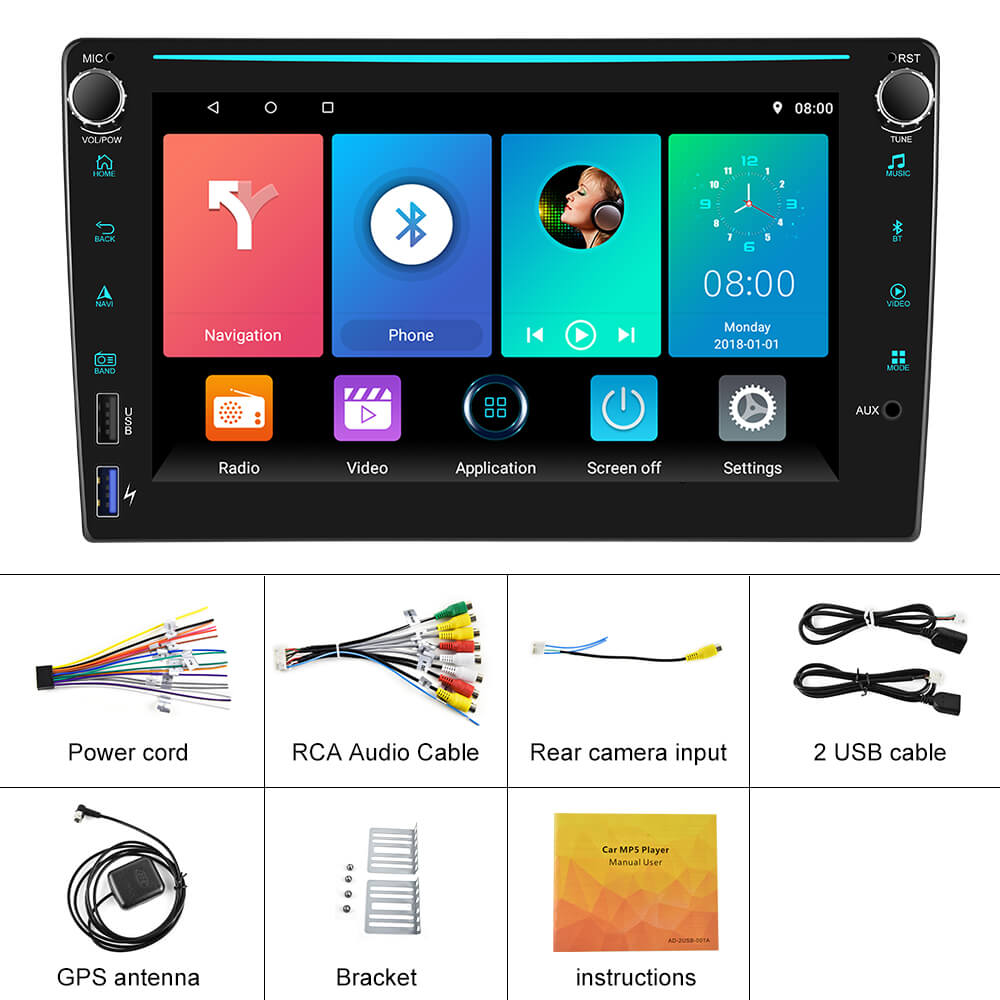CARPURIDE 2Din 8'' Android Car Radio USB/GPS Navigation Car Aud