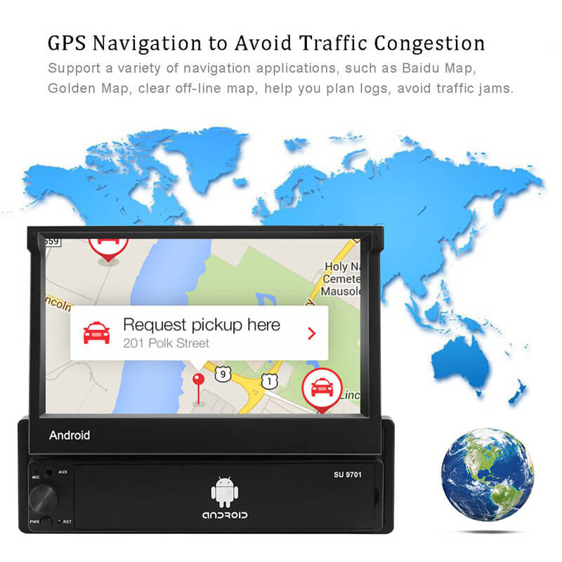 CARPURIDE Android 8.1 Car Radio Para Auto 1Din 7'' Foldable Detachable Touch Screen GPS Wifi BT USB FM Car Video Player