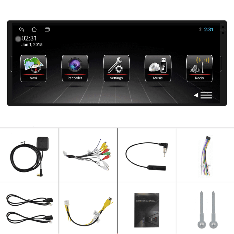 Autoradio GPS 6.86 Écran Tactile HD 1 Din Android 12 2G + 32G