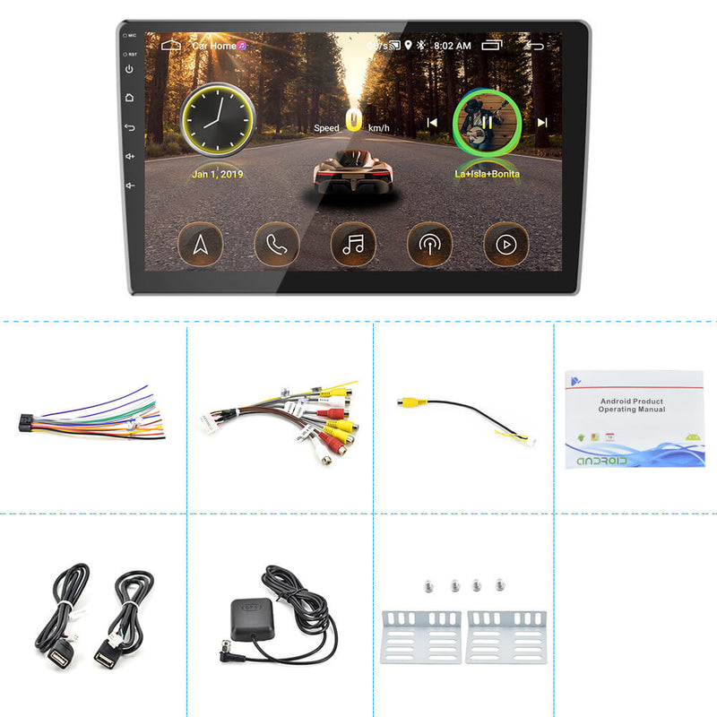 CARPURIDE Android 10.0 2Din Car Radio 10'' Stereo TFT 2.5D Car MP5 Player with GPS Navigation BT WIFI FM/Phone Link Auto Radio