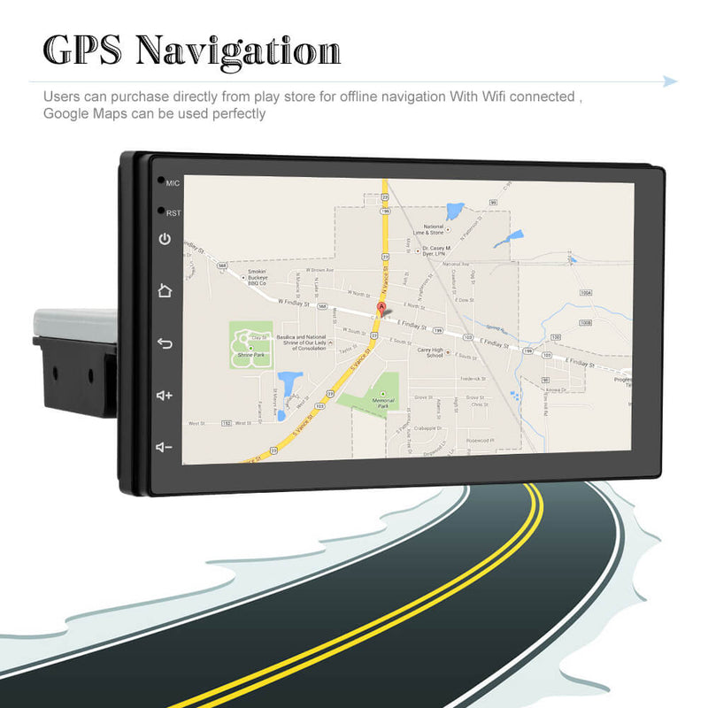 CARPURIDE 7'' 1Din Android Car Stereo Radio GPS Navigation Player  Car Video Autoradio 2.5D Screen with BT WIFI FM