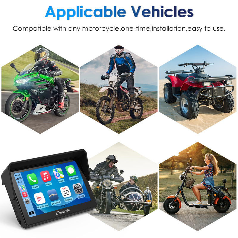 Universal Motorcycle Wireless CarPlay Display - CarPuride W502 