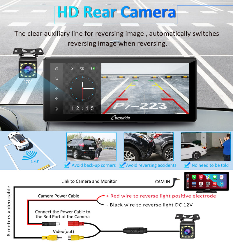 CARPURIDE W103 Portable Smart Multimedia Dashboard Console With Backup Camera