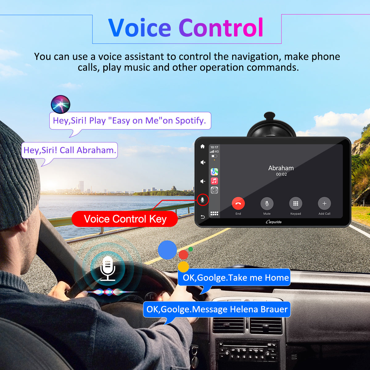 CARPURIDE W707 Wireless Portable Car Stereo with Backup Camera