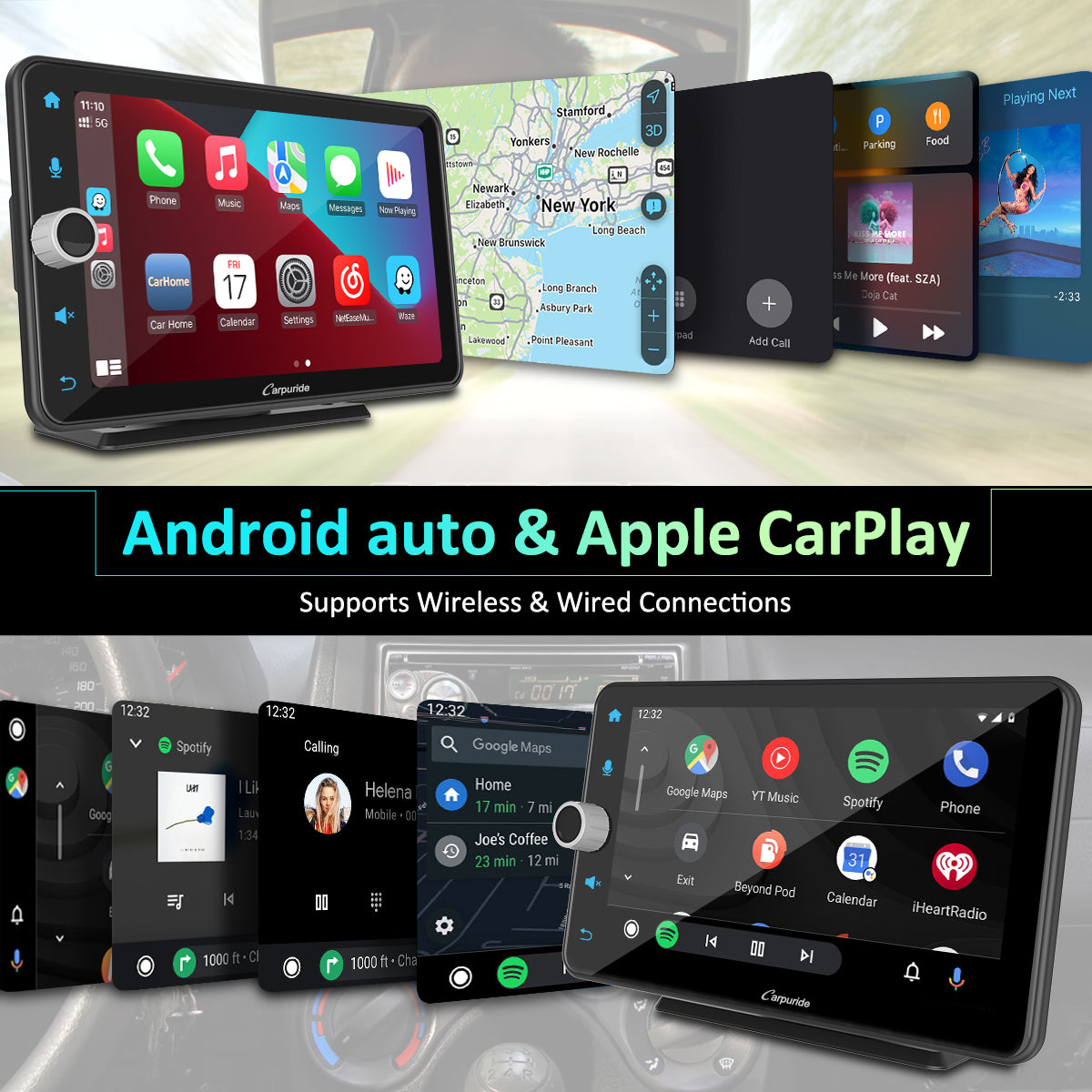 CARPURIDE W706 Multifunctional Portable Navigation, Car Stereo with Ca