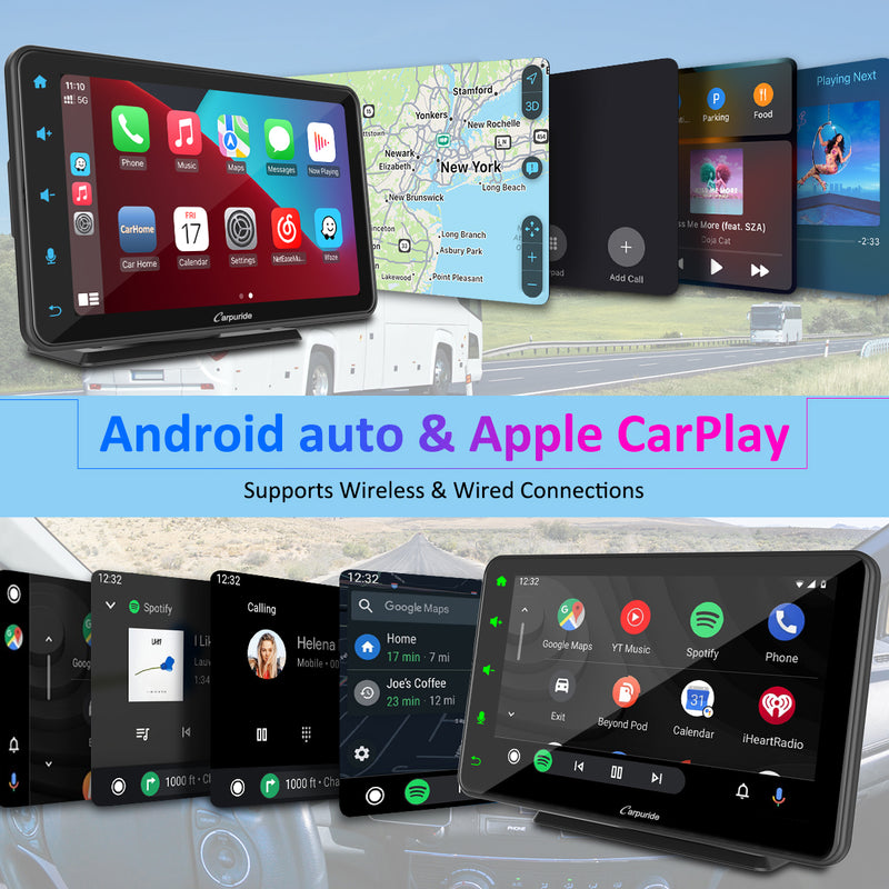 Carpuride Wireless Apple CarPlay Motorcycle Stereo Android Auto Radio Media  Play