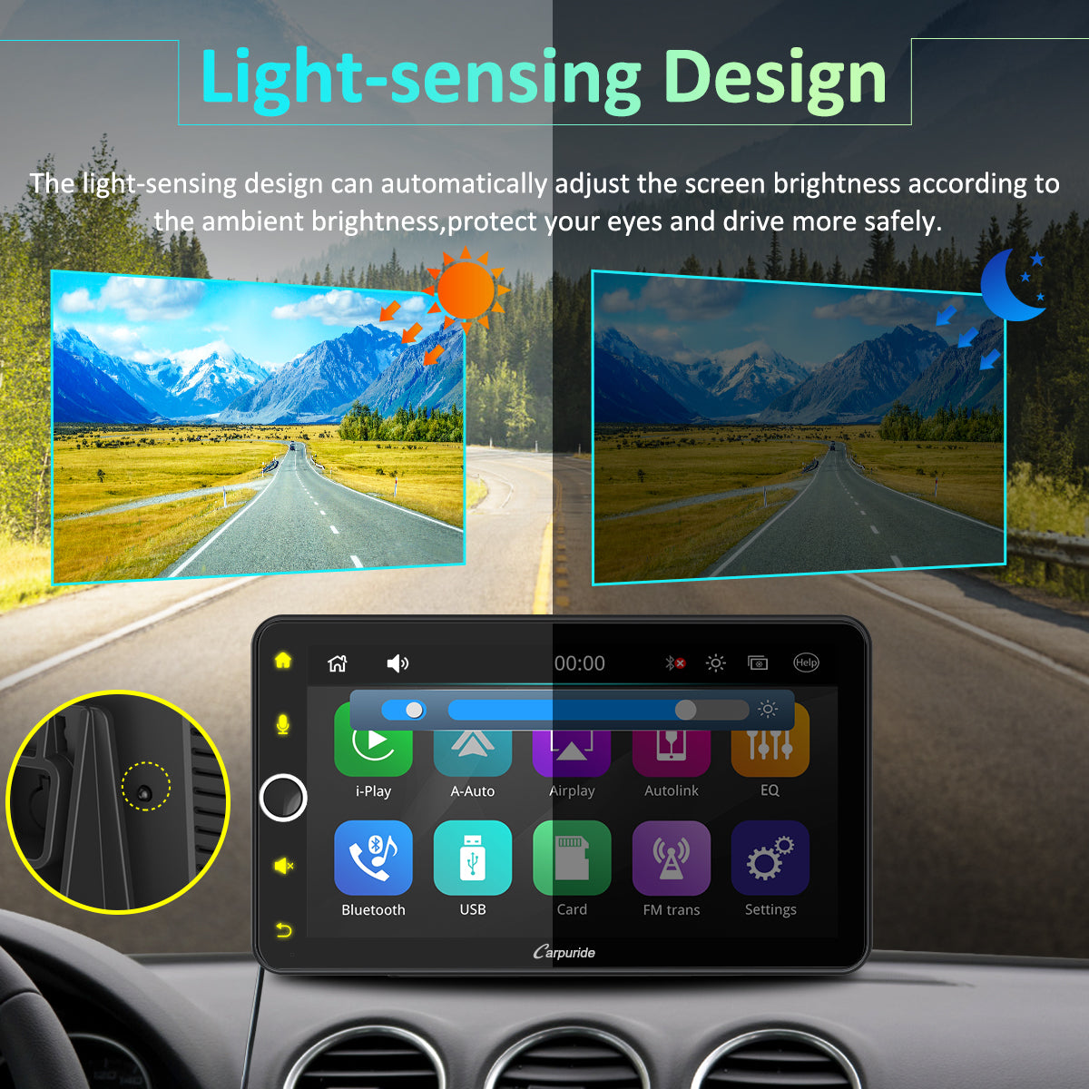 CARPURIDE W706 Wireless Portable Car Stereo with Backup Camera