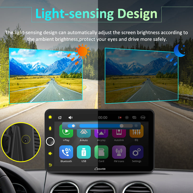CARPURIDE W706 Multifunctional Portable Navigation, Car Stereo with Carplay and Android Auto, 7" IPS Touch Screen, Google, and Siri Assistant