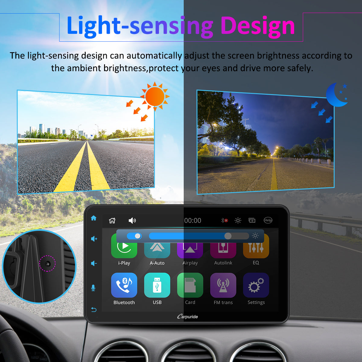 CARPURIDE W707 Wireless Portable Car Stereo with Backup Camera