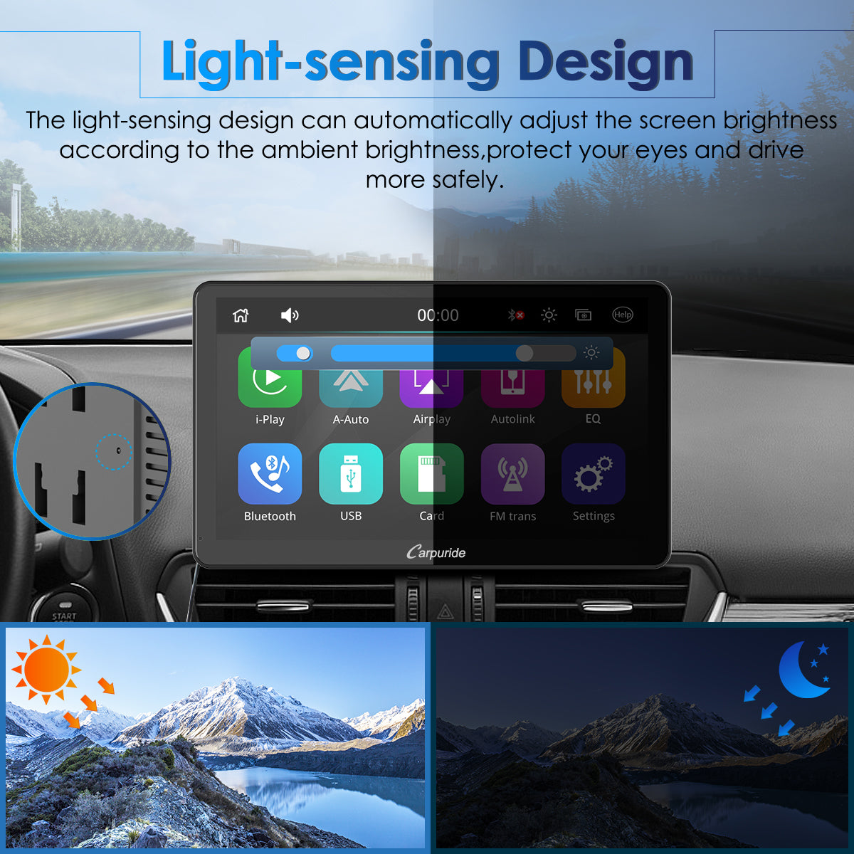 CARPURIDE W101 Portable Smart Multimedia Dashboard Console Suitable fo