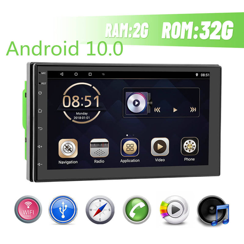 CARPURIDE 2+32GB Android 10.0 2Din 7'' Car Radio TFT Stereo WIFI 2.5D GPS Navigation Split Screen/BT/FM/Phone Link Auto Radio